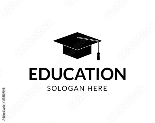 Graduation Cap Logo  Minimalist Education Icon,Academic Hat Symbol,Emblem for School,College, nline Learning Platforms, University Branding Vector, Minimal Branding Design And Academic Identity Icon