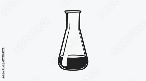 Laboratory Glass Black and White Vector Illustration