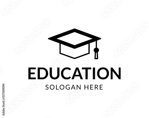 Graduation Cap Logo  Minimalist Education Icon,Academic Hat Symbol,Emblem for School,College, nline Learning Platforms, University Branding Vector, Minimal Branding Design And Academic Identity Icon