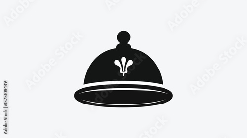 Elegant Hotel Reception Bell Black and White Flat Vector