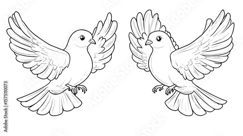 Little Dove Cartoon Character Coloring Page for Creative Projects
