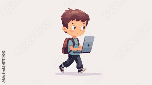 Professional Boy Carrying Laptop Illustration Design