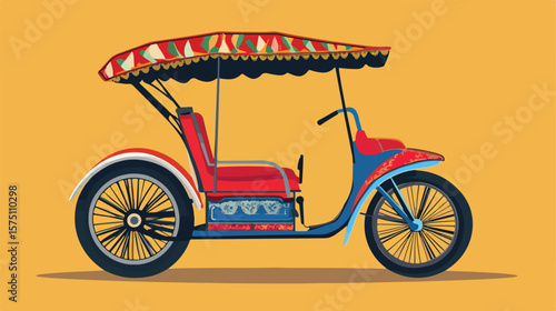 Modern Flat Vector Illustration of Rickshaw for Graphic Design Projects