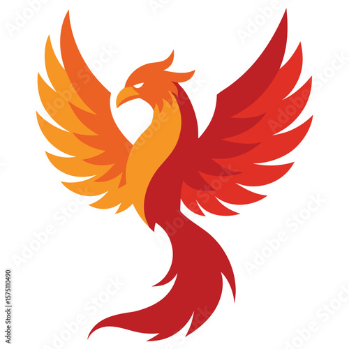 Phoenix logo design. Creative logo of mythological bird vector art on white background
