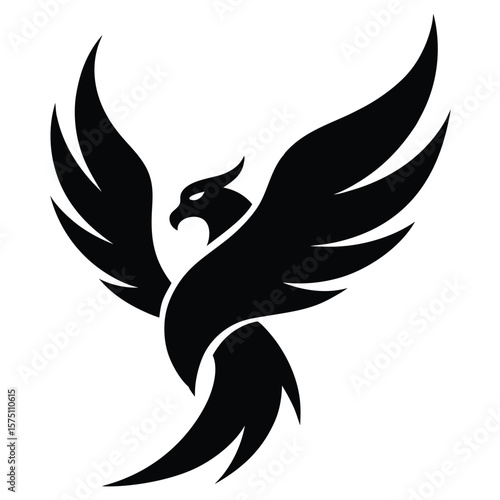Phoenix logo design. Creative logo of mythological bird vector art on white background