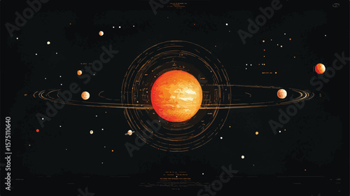 Illustration of Solar System with Planets