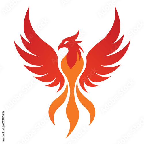 Phoenix logo design. Creative logo of mythological bird vector art on white background