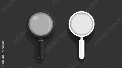 Professional Magnifying Glass Black and White Vector Illustration