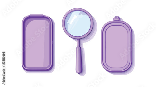 Professional Magnifying Glass with Purple Plastic Case on Flat Surface