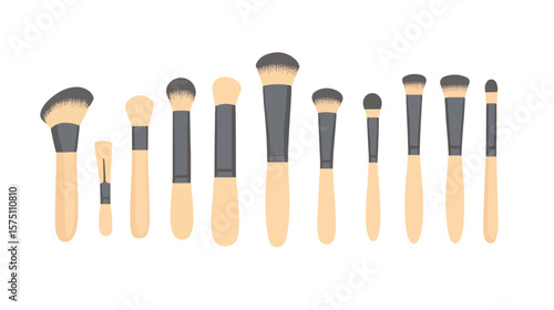 Professional Makeup Brush Set Vector Illustration