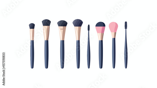 Professional Makeup Brush Set Vector Illustration for Beauty