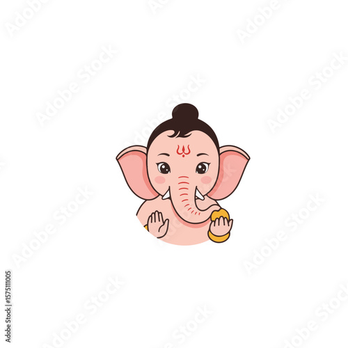 Baby Ganesha (Bala Ganesha) icon – Ganesha god statue flat Vector illustration