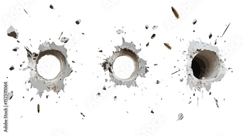 Isolated Bullet Holes PNG with Transparent Background for Graphic Design Projects