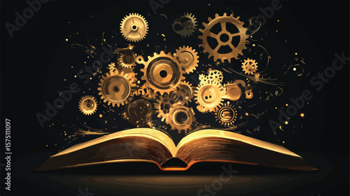 Isolated Ebook Gears and Computer Vector Design