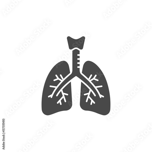 Trachea with bronchi and lungs in minimalist monochrome design  