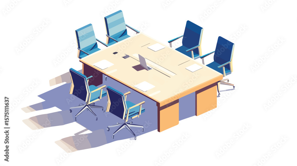 Fototapeta premium Modern Isometric Meeting Room with Stylish Table Setting