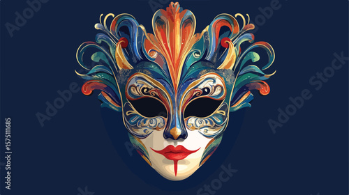 Colorful Mardi Gras Harlequin Mask Vector Illustration