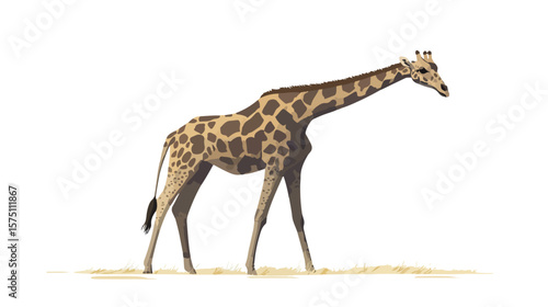 Majestic mature giraffe in the African savannah showcasing long neck