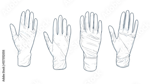 Medical Gloves Line Art Vector Icon for Healthcare Professionals