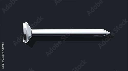 Black and White Metal Nail Flat Vector Icon for Design Projects