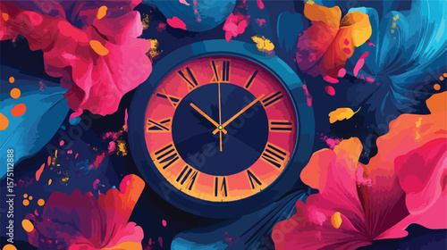 Modern Clock Deadline Countdown Vector Illustration