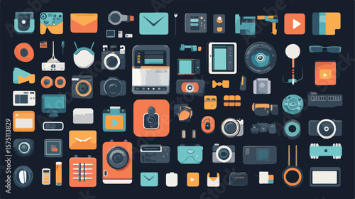 Flat Vector Multimedia Content Icon Collection for Professionals