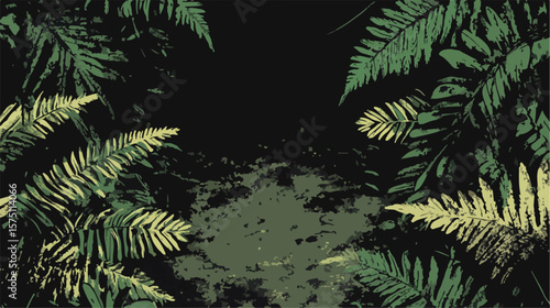 Enchanting Mysterious Tropical Rainforest with Spooky Ferns and Wet