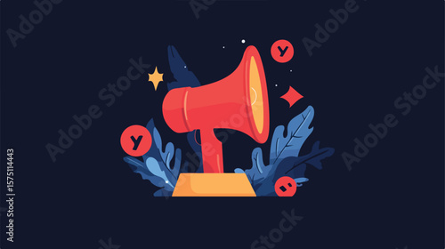 Flat Vector Illustration of Notification Alert Alarm