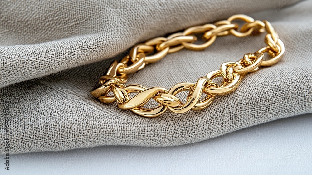Fototapeta premium Gold Chain Bracelet: Elegant Twisted Design