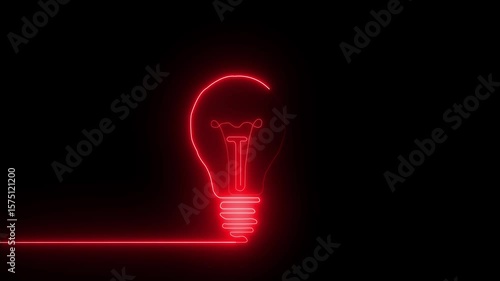 Vertical banner of glowing neon line light bulb icon isolated on black background. technology technology energy concept.Energy idea, Electric neon bulb icon Vertical banner of glowing neon line ligh