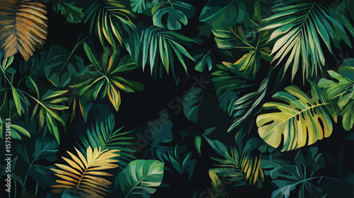 Vibrant Tropical Foliage in Lush Jungle Flora
