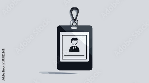Black and White Flat Vector Icon Design for ID Card Usage