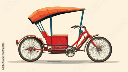 Modern Flat Vector Illustration of Rickshaw for Graphic Design Projects