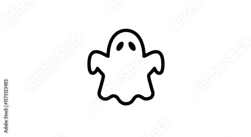 Simple black outline of a cartoon ghost with rounded features design