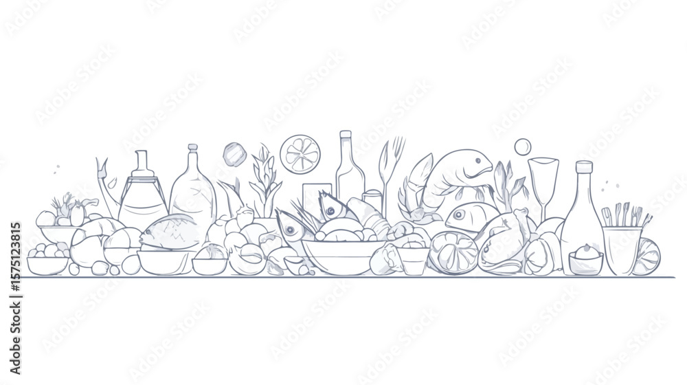 Vibrant Seafood Collection Illustration for Culinary Design Vibrant Seafood Collection Illustration for Culinary Design