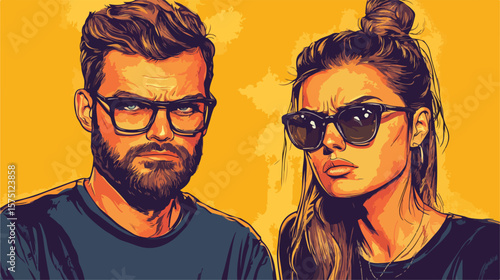 Couple in Disagreement Body Language Vector Illustration