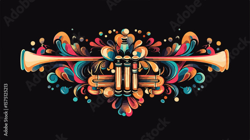 Elegant Isolated Trumpet Instrument in Flat Vector Design