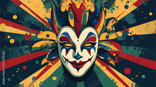 Colorful Mardi Gras Harlequin Mask Vector Illustration