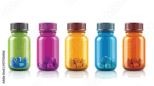 Medical Pills Bottle Vector Illustration in Flat Design