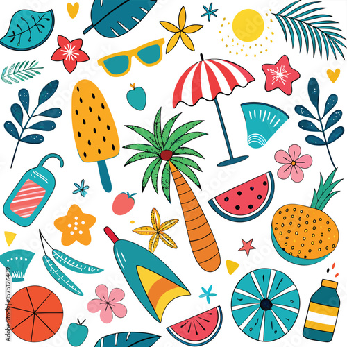 Colorful summer elements pattern