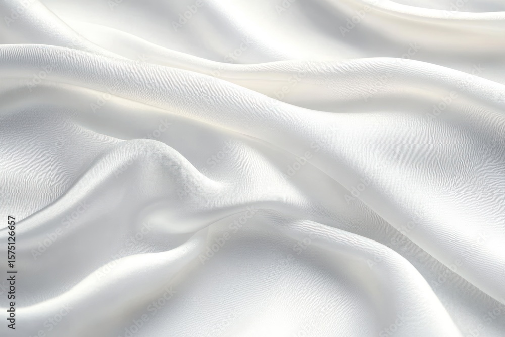 Obraz premium Soft white silk fabric with smooth, flowing folds and gentle light reflections creating a calming and luxurious texture