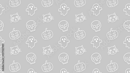 Halloween Icons Background Loop Animation — Minimal and Seamless.  シームレスループするハロウィンアイコンのパターンアニメーション