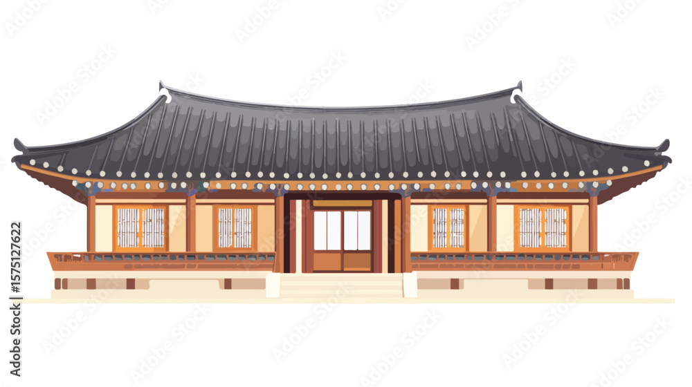 Fototapeta premium Traditional Korean House Vector Image for Creative Projects