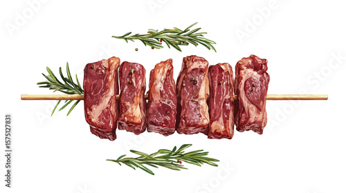 Delicious Lamb Skewer Stock Illustration Vector Image