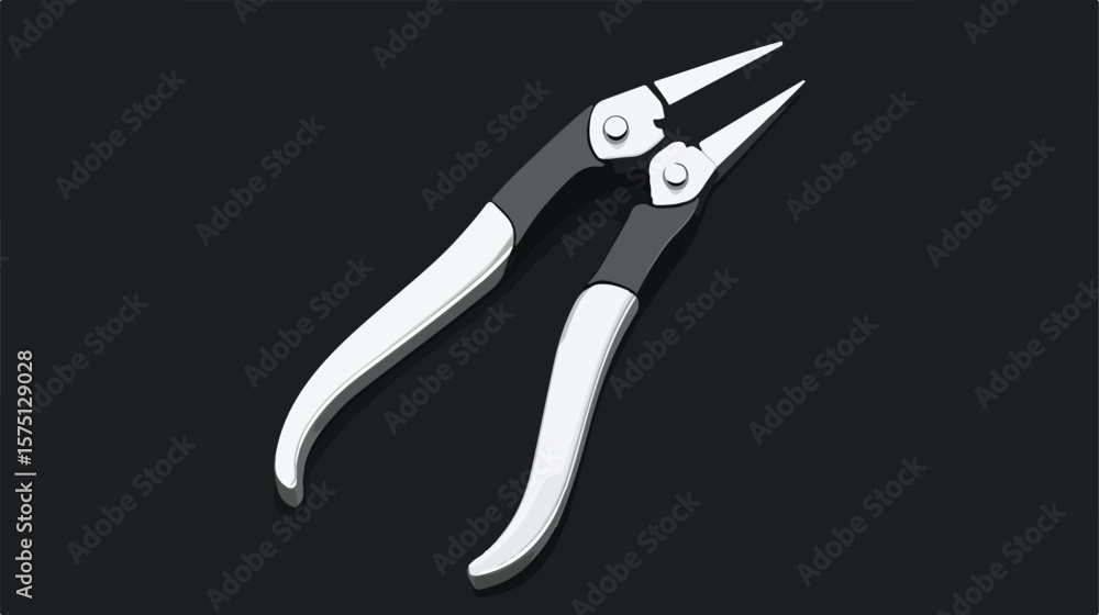 Obraz premium Precision Black and White Long Nose Plier Flat Vector Icon