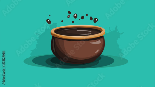Colorful Mud Pot Icon Isolated on Vibrant Background