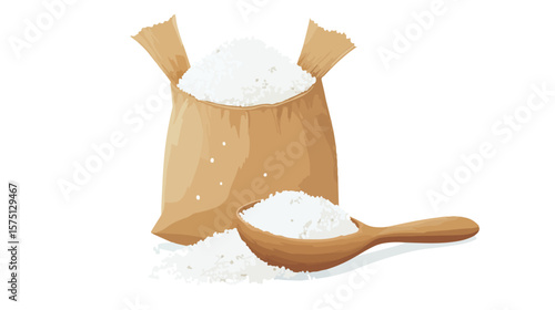 Organic White Sugar in Paper Bag - Natural Sweetener Concept