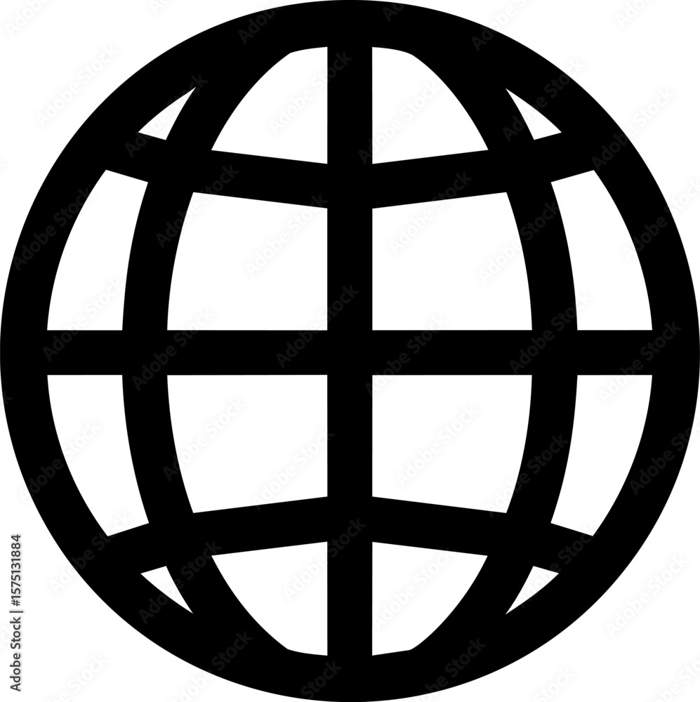 Black and white globe icon representing global connectivity concept Black and white globe icon representing global connectivity concept