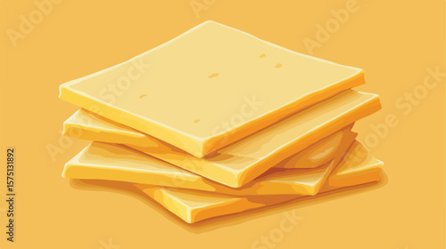 Organic Cheddar Cheese Slices Flat Vector Illustration