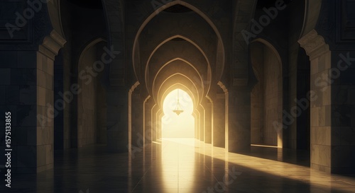 Wallpaper Mural Interior view of a corridor with arches, leading to a bright light source at the end. Torontodigital.ca